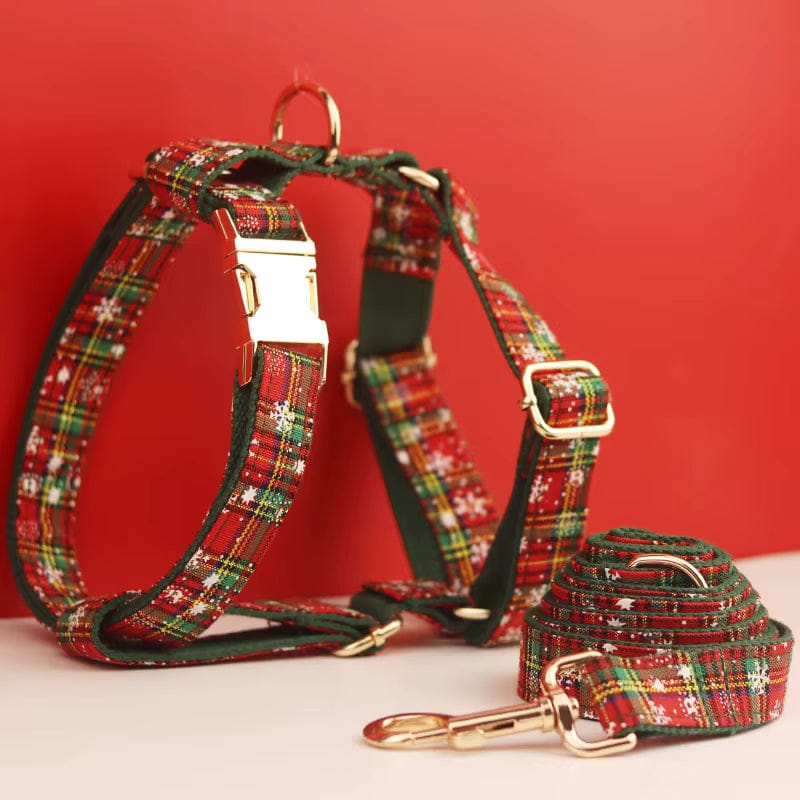Personalized Christmas Plaid Dog Walking Set