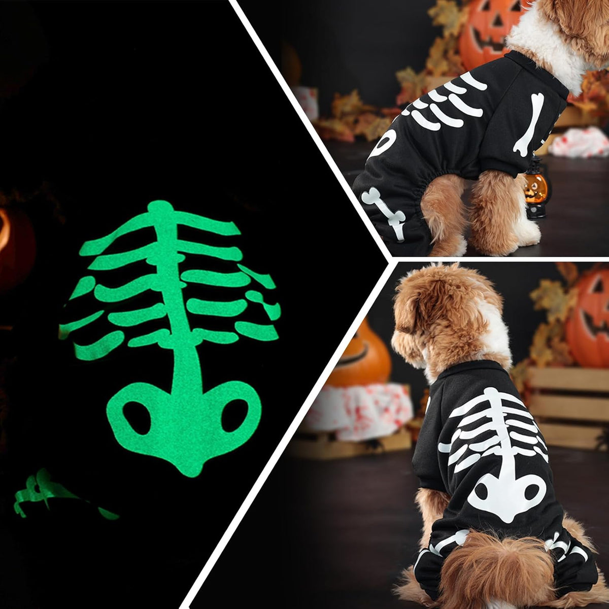Glow-in-the-Dark Skeleton Dog Jumpsuit