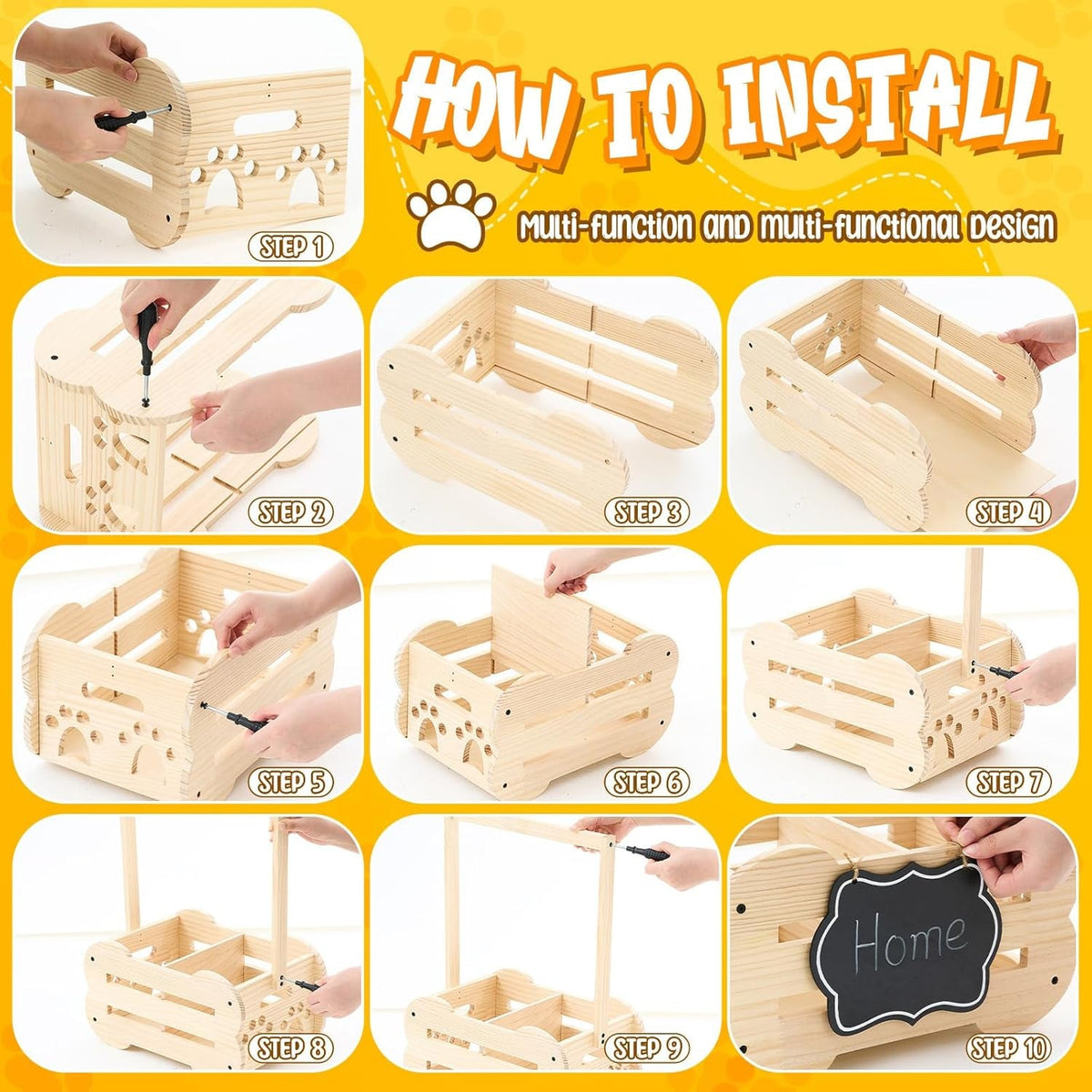 Pet Wardrobe & Toy Storage Organizer | Wooden Bone-Shaped Closet with Hangers