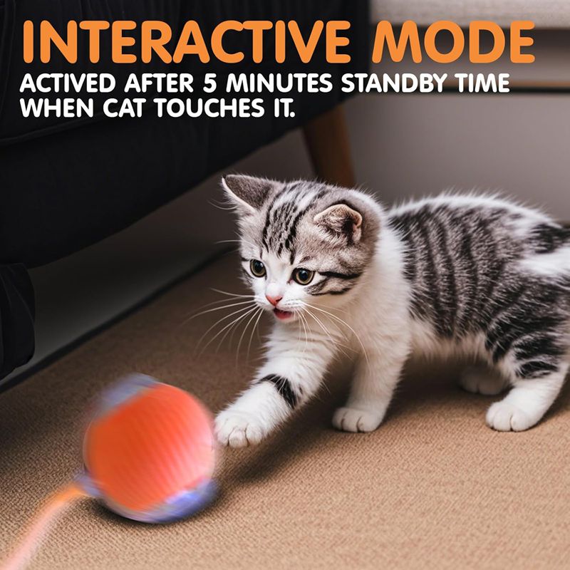 Smart Interactive Cat Ball Toy | Auto-Rolling, Obstacle-Avoiding & USB Rechargeable | 3 Speed Modes