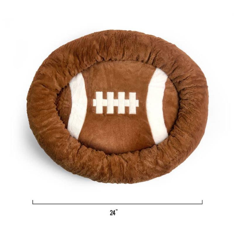 Football Plush Pet Bed — Cozy Sports-Themed Dog & Cat Bed for Small Breeds