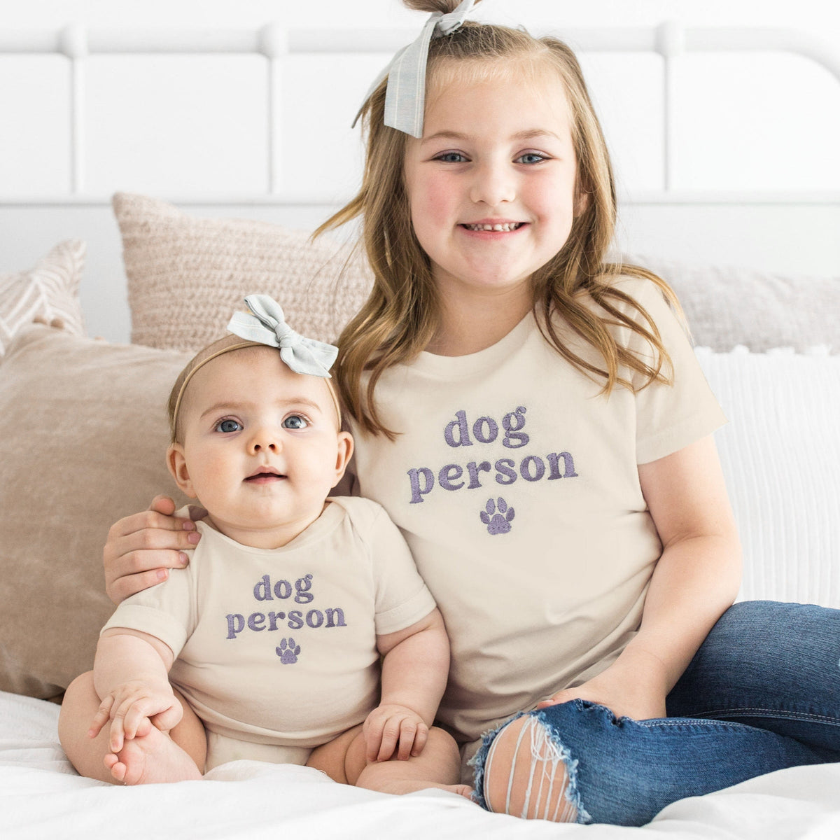 Embroidered Dog Person Matching Shirts & Baby Outfits