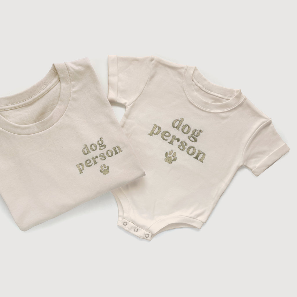 Embroidered Dog Person Matching Shirts & Baby Outfits