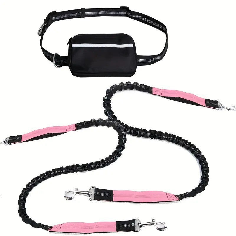 Reflective Running Leash Set with Waist Bag