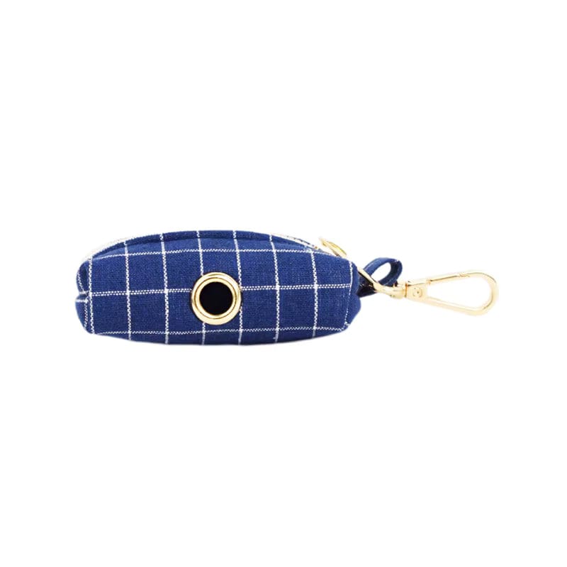 Engravable Navy Plaid Dog Matching Set | Collar, Harness, Leash & Bowtie