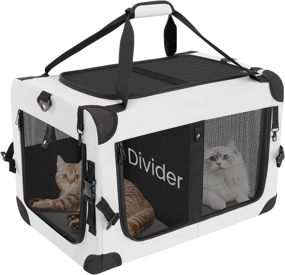 Luxury Soft-Sided Cat Carrier for Two | Removable Divider | Up to 55 lbs