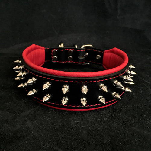 Bestia "Frenchie" Leather Dog Collar with Spikes