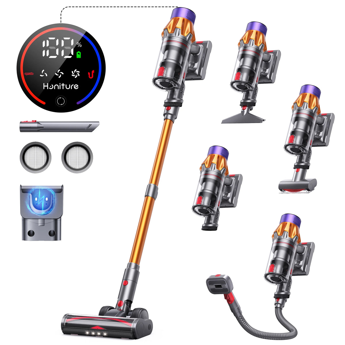 Honiture X7 Pet Cordless Vacuum — 45 KPA Suction + Pet Grooming Tool