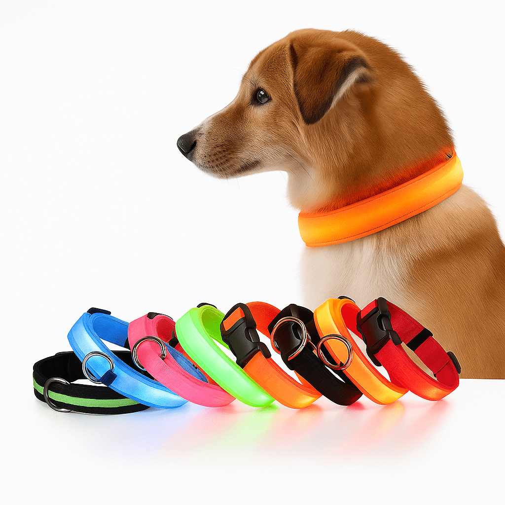 LED Light-Up Dog Collar | Nylon Safety Collar with 3 Glow Modes