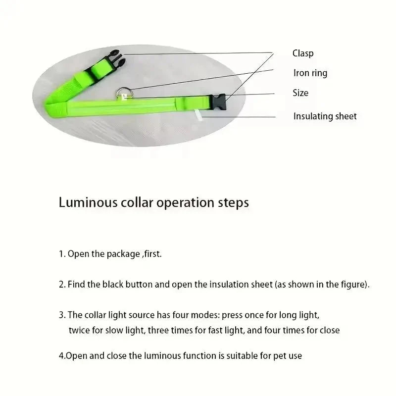 LED Light-Up Dog Collar | Nylon Safety Collar with 3 Glow Modes