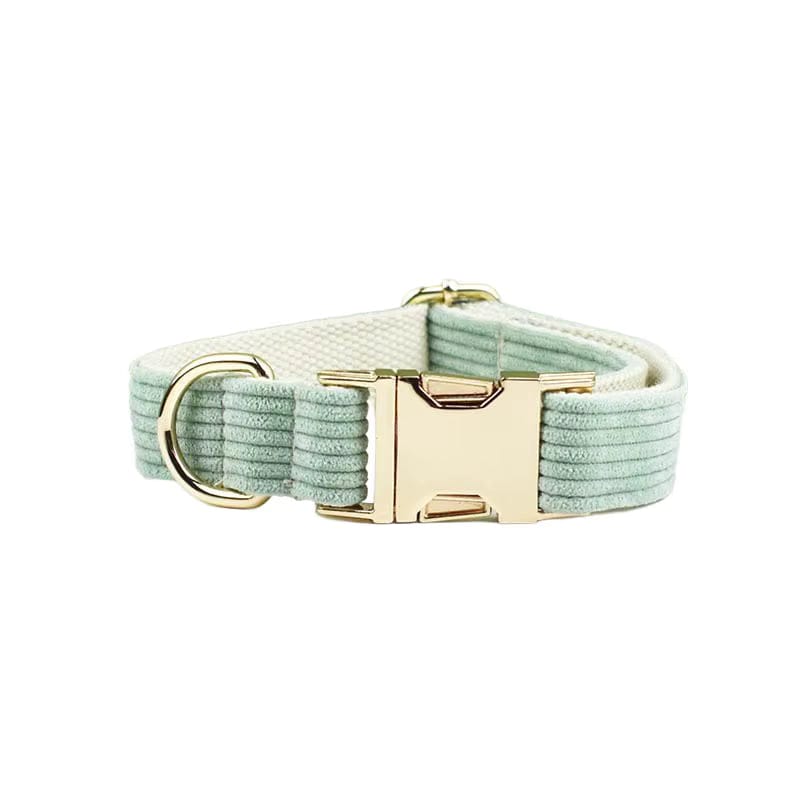 Sage Corduroy Dog Matching Set | Personalized Collar, Harness, Leash & Bowtie