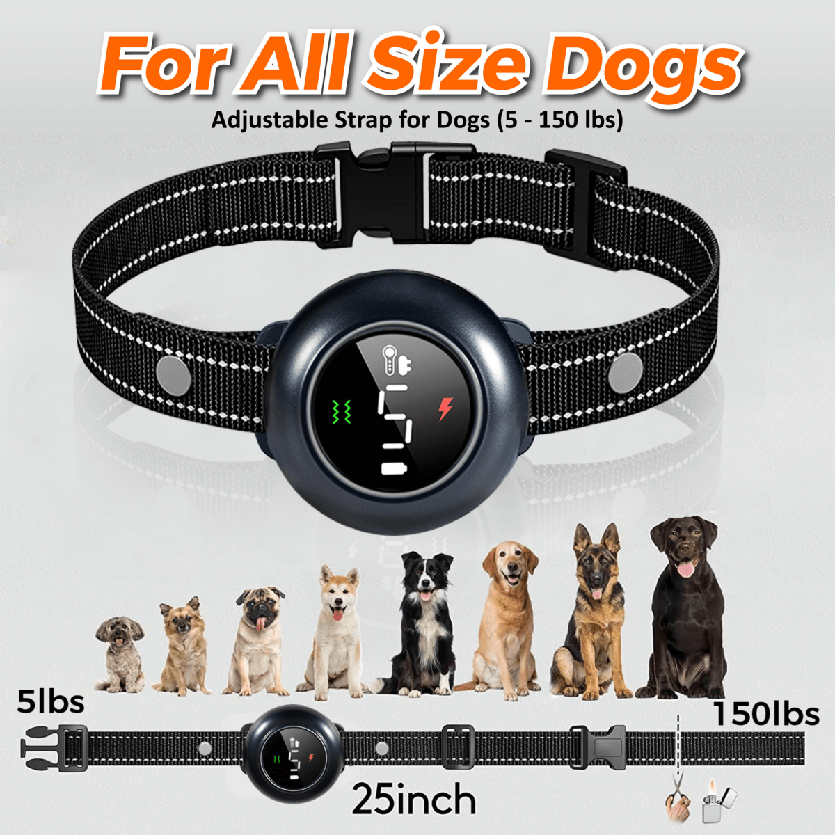 2-in-1 Smart Training & Bark Control Collar | Rechargeable, Waterproof | For Dogs 5–150 lbs