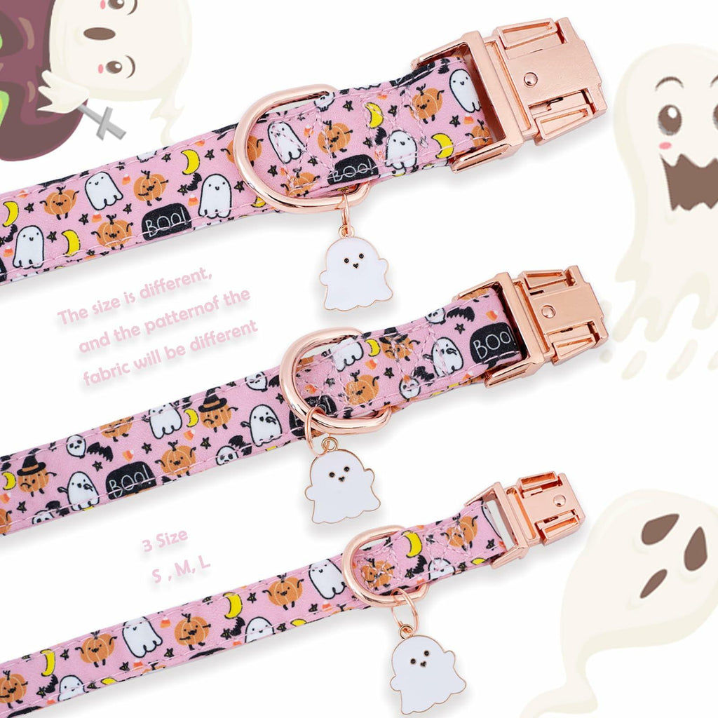 Halloween Dog Collar with Removable Bow Tie — Ghost, Bat & Pumpkin Print