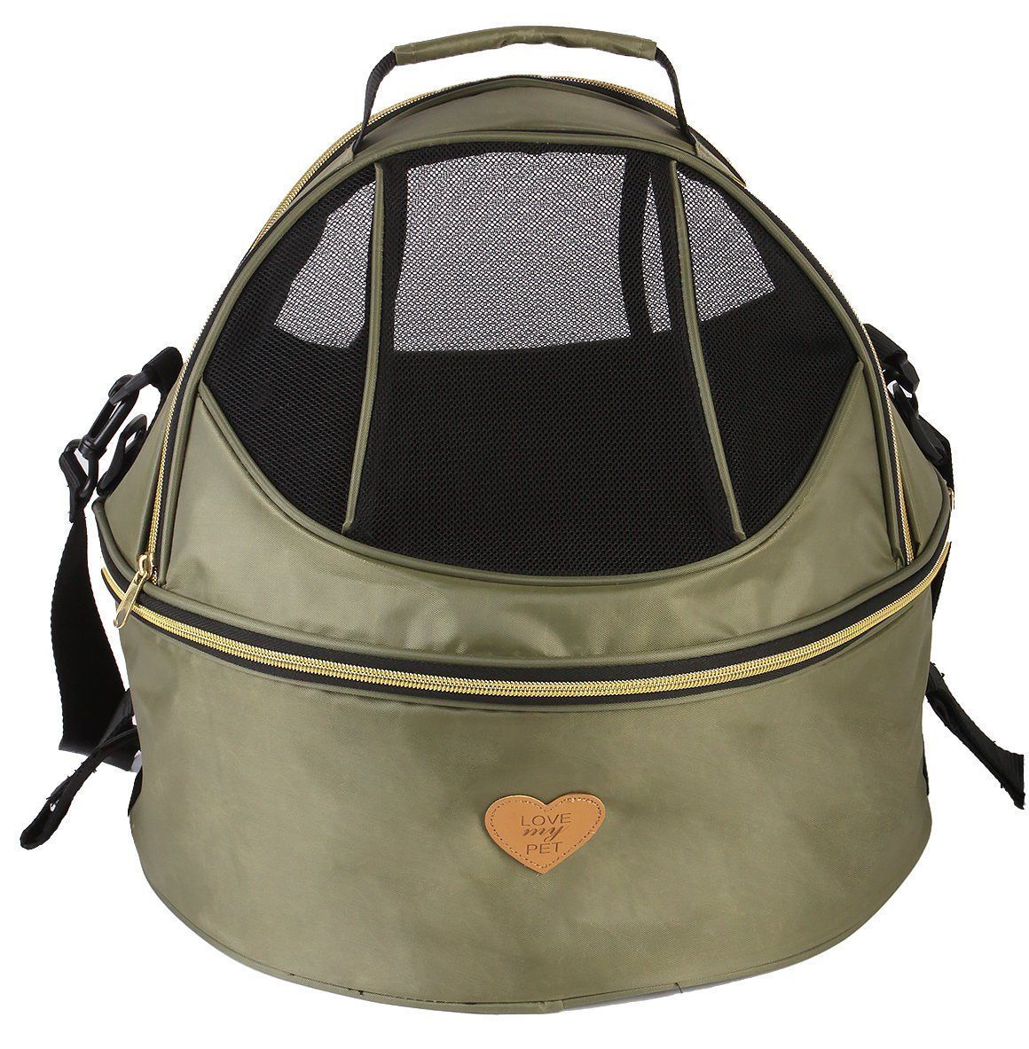 Airline-Approved Panoramic Circular Pet Carrier | 360° Zip | Black, Olive & Navy