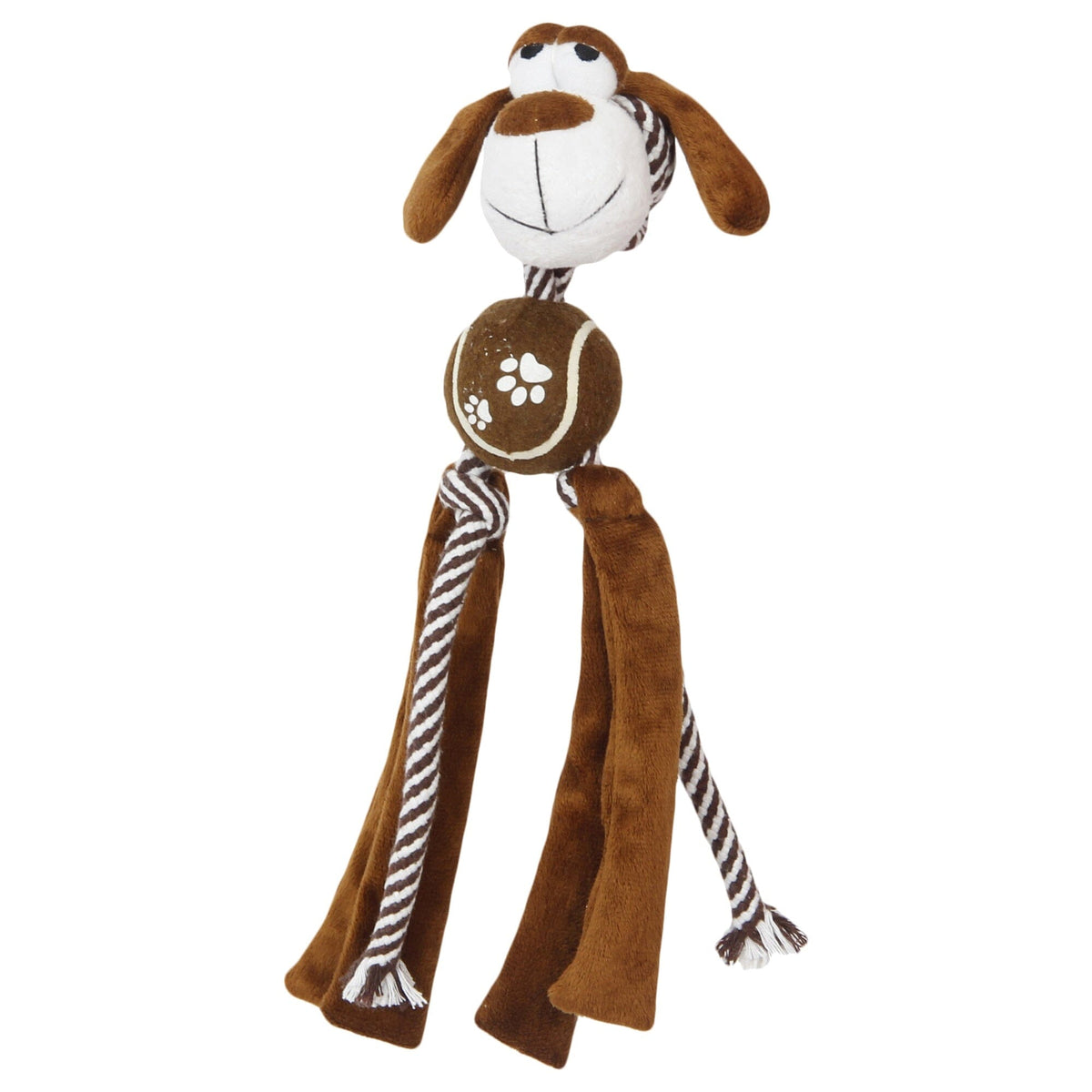 Pet Life Tennis Pawl Rope Squeaker & Crinkle Dog Toy