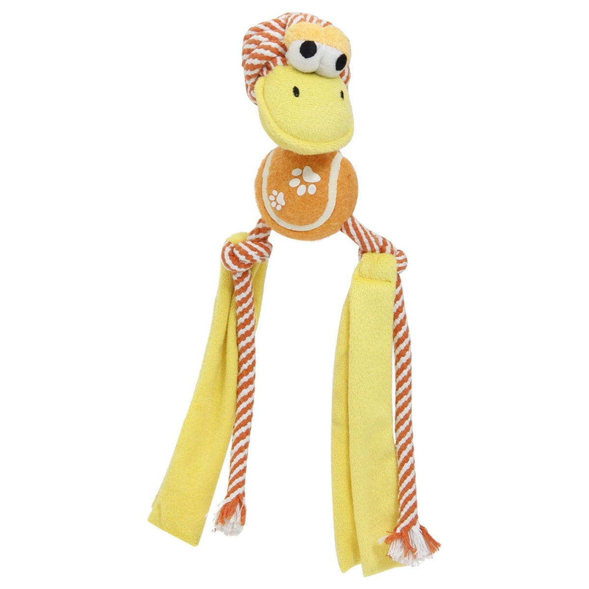 Pet Life Tennis Pawl Rope Squeaker & Crinkle Dog Toy