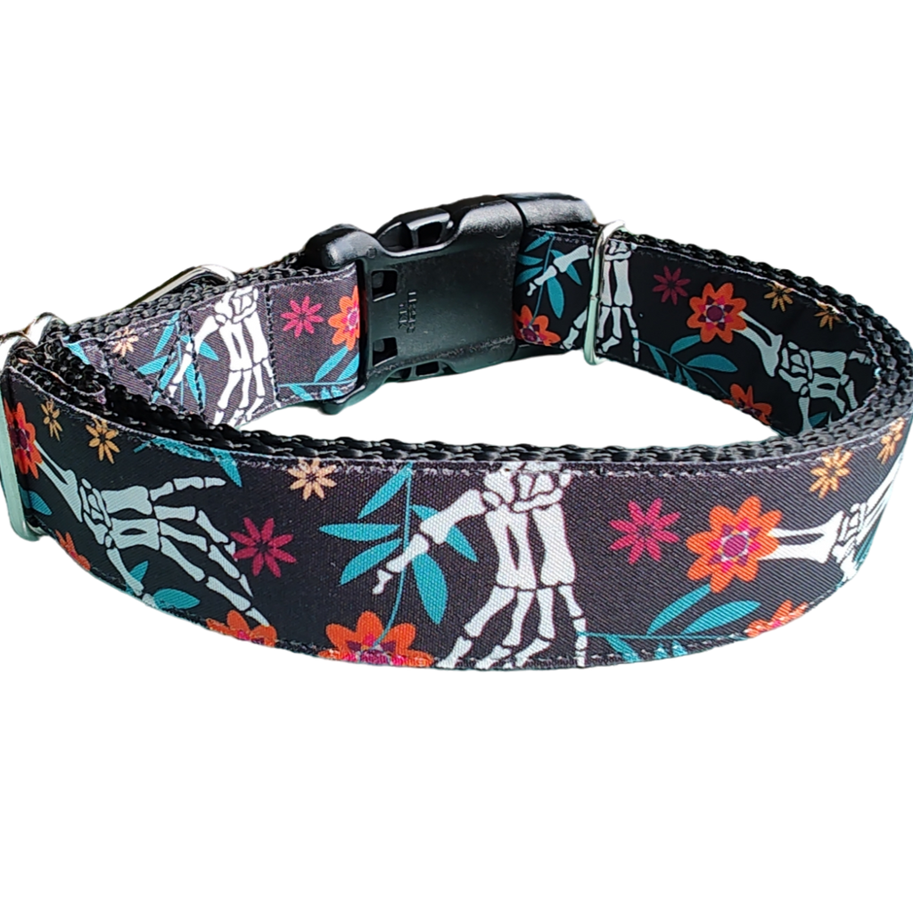 Halloween Skeleton Hands Dog Collar — Handmade in the USA